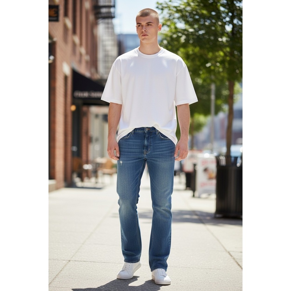 pd&c Men's Slim Straight Blue Denim Jeans 44x30 Cotton Polyester